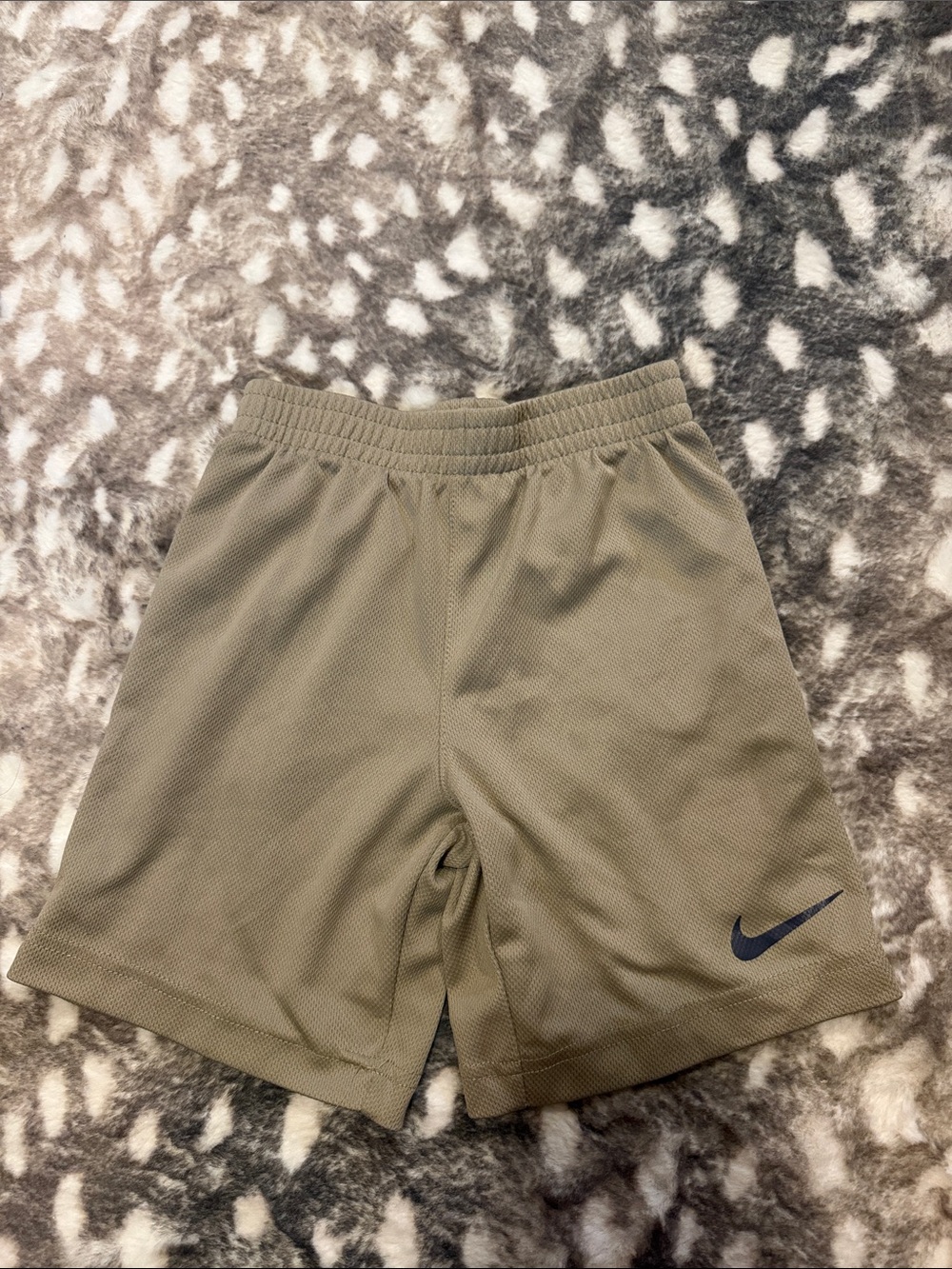 Nike Olive Green Athletic Shorts with Navy Swoosh